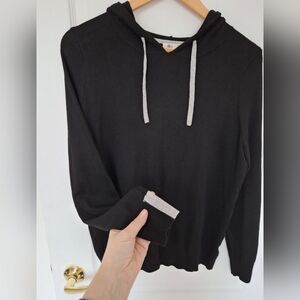 NWOT Womens Lightweigh Ovla Black Hoodie with Gray Drawstrings, Cuffs Oversized